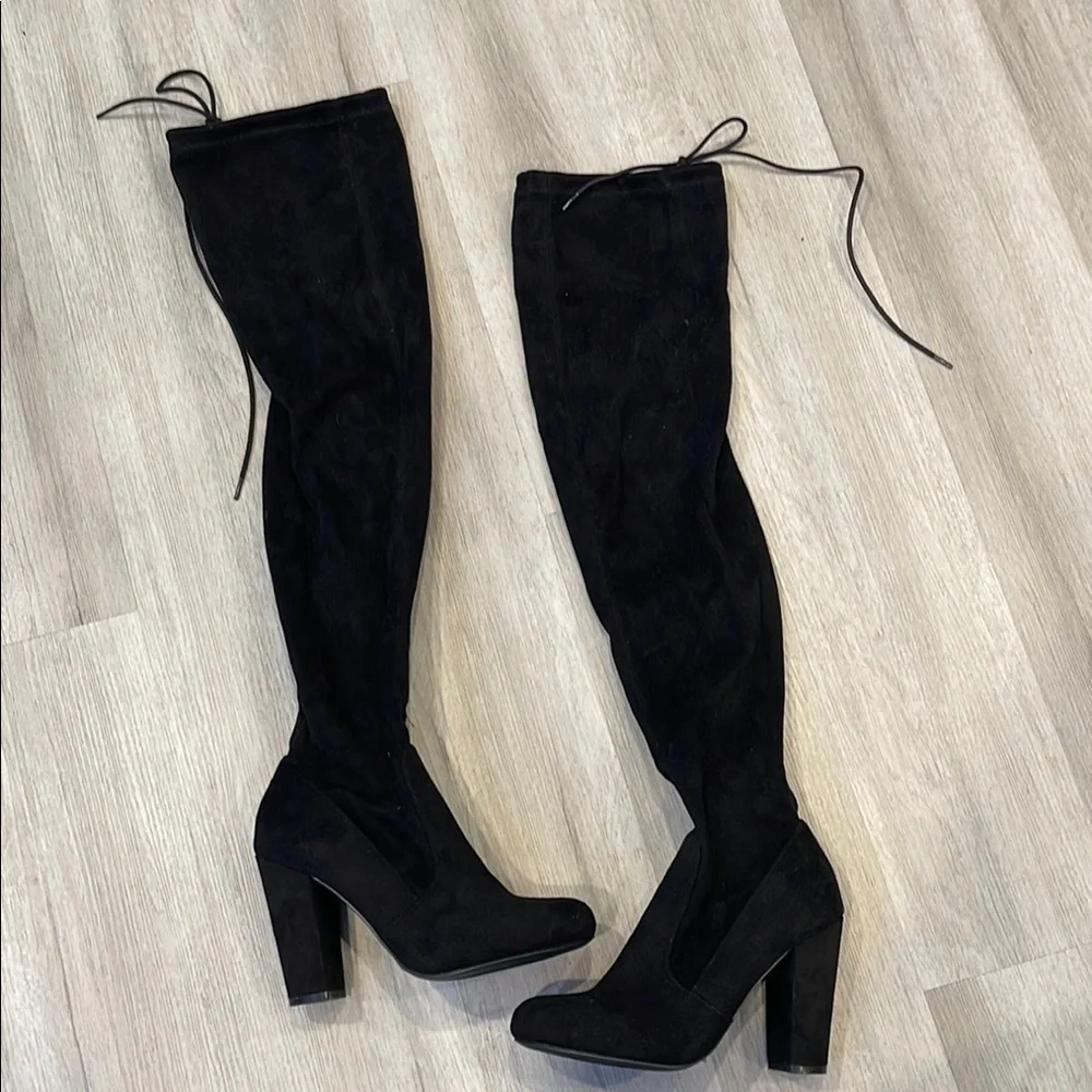 Fashion Nova Sexy Black Over-the-Knee Boots Size 7.5